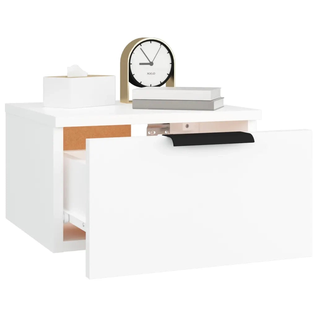 Comodino | Armadio da Notte | Mobiletto da notte a Muro Bianco 34x30x20 cm