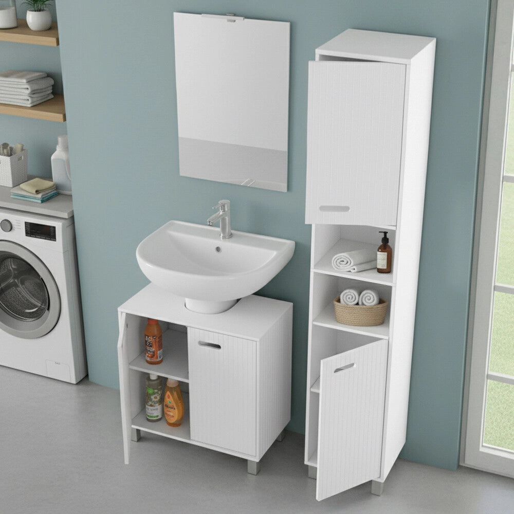 Set bagno con mobile sottolavabo 60 cm e colonna bianco Fast