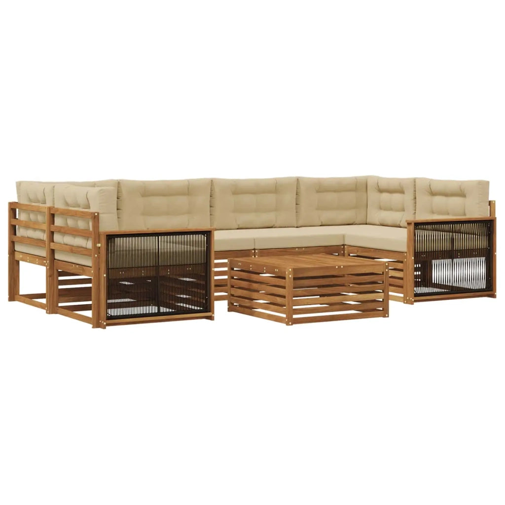 Set di divani da esterno con cuscino 7 pcs Naturale e Beige 3383086
