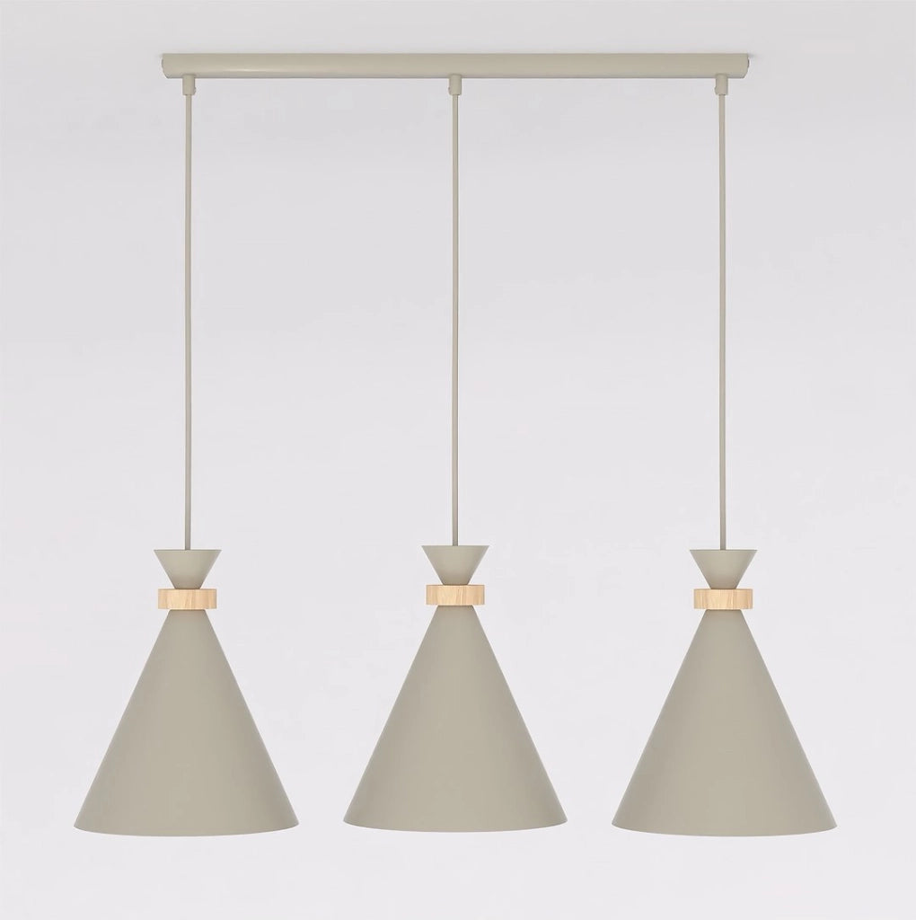 Lampada a sospensione ZERO beige 3xE27 legno Emibig