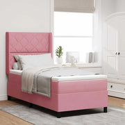 Letto a molle con materasso con led Rosa 100 x 200 cm Velluto