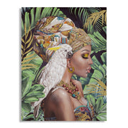 Stampa su Tela Tropicale 2, Multicolore, Legno, 120x3x90 cm