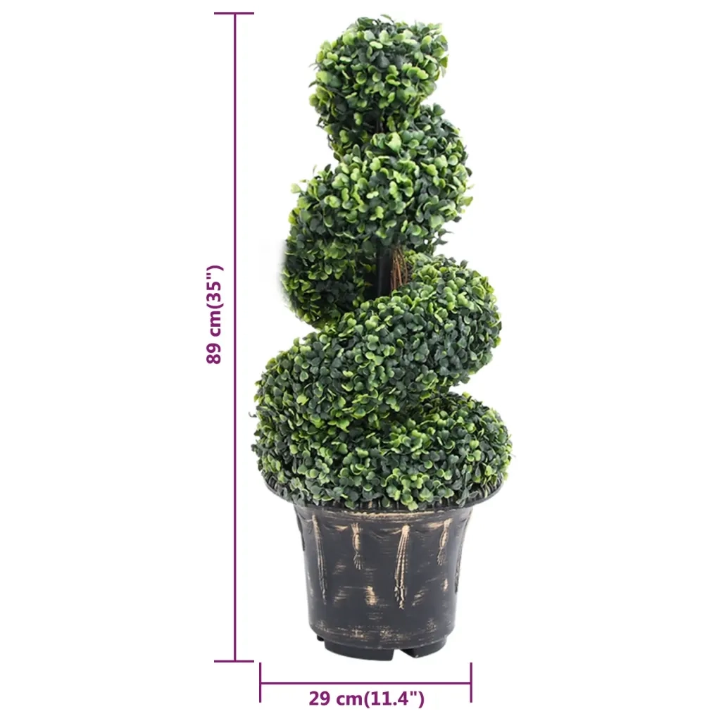 Pianta di Bosso Artificiale a Spirale con Vaso Verde 89 cm 336506