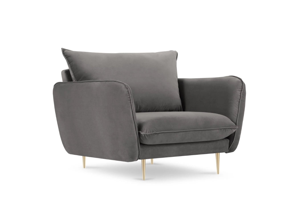 Cosmopolitan Design - Poltrona "Vienna" in velluto grigio chiaro 