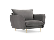 Cosmopolitan Design - Poltrona "Vienna" in velluto grigio chiaro 