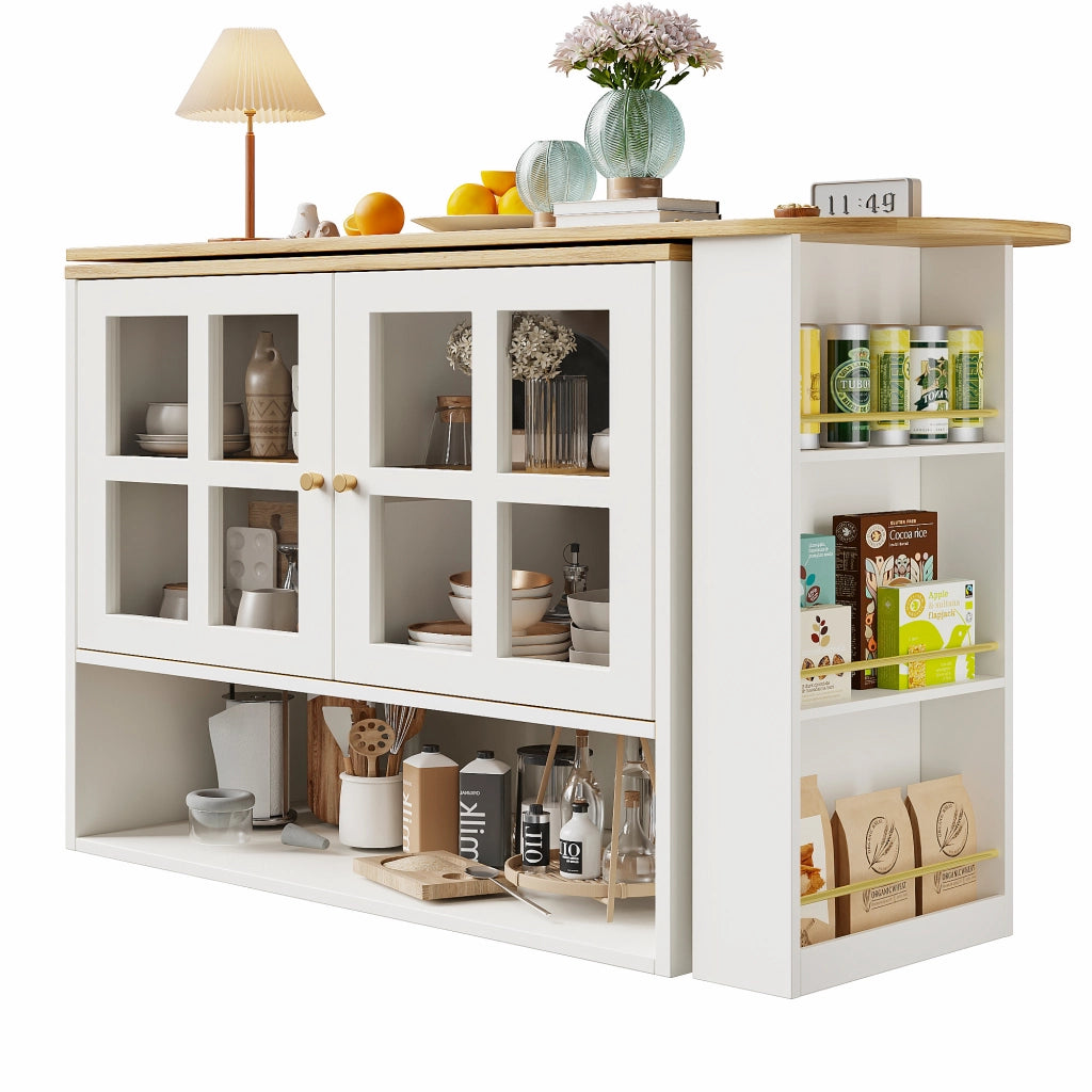 Credenza Girevole con Vetro e Ripiani ¨C MINIMAL ¨C Bianco