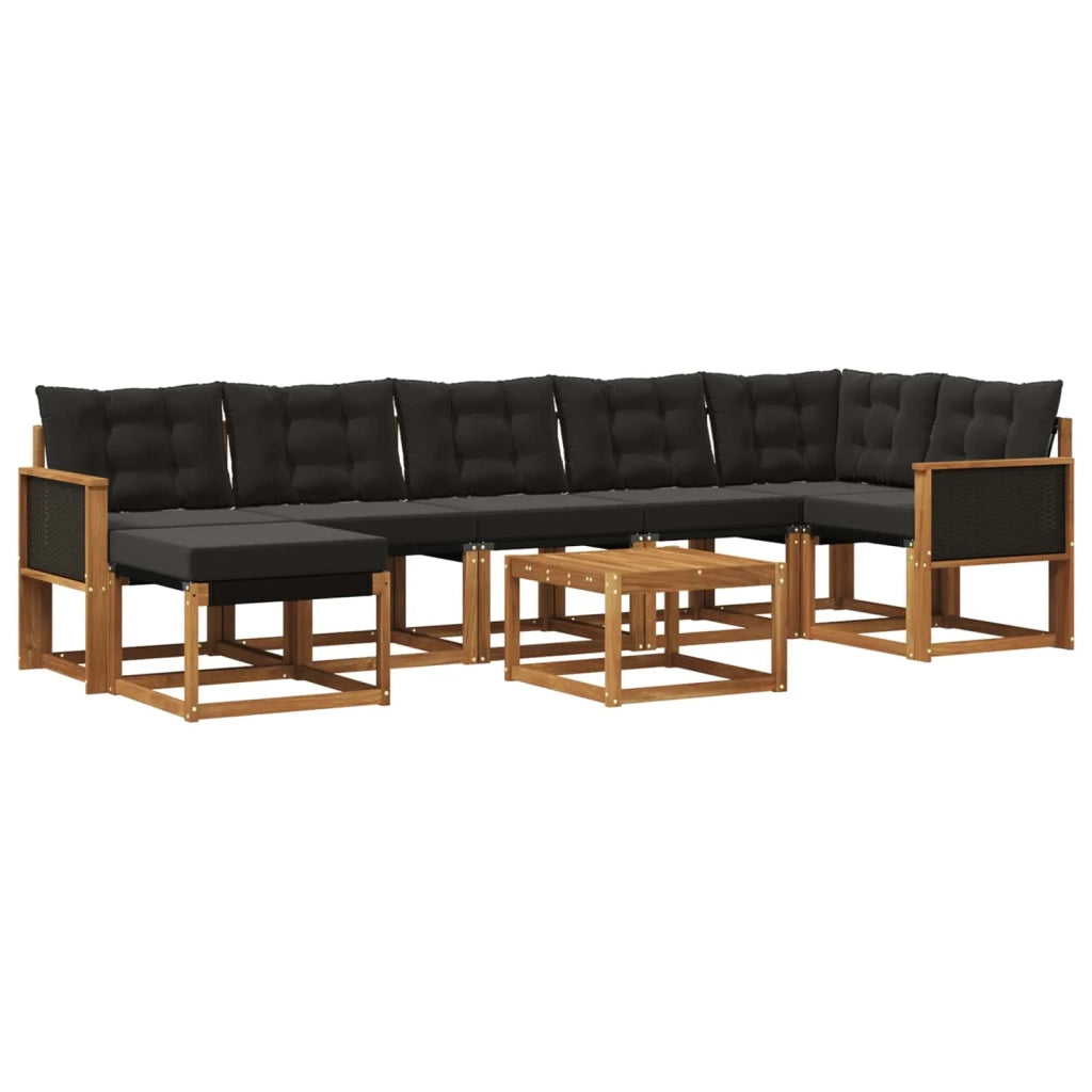 Set di divani da esterno con cuscino 8 pcs Naturale e Nero 3382104