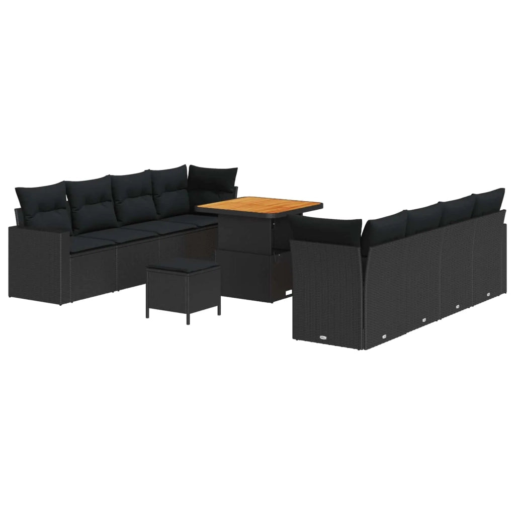 Set Divano da Giardino con cuscino 12 pcs Nero polyrattan 3363534
