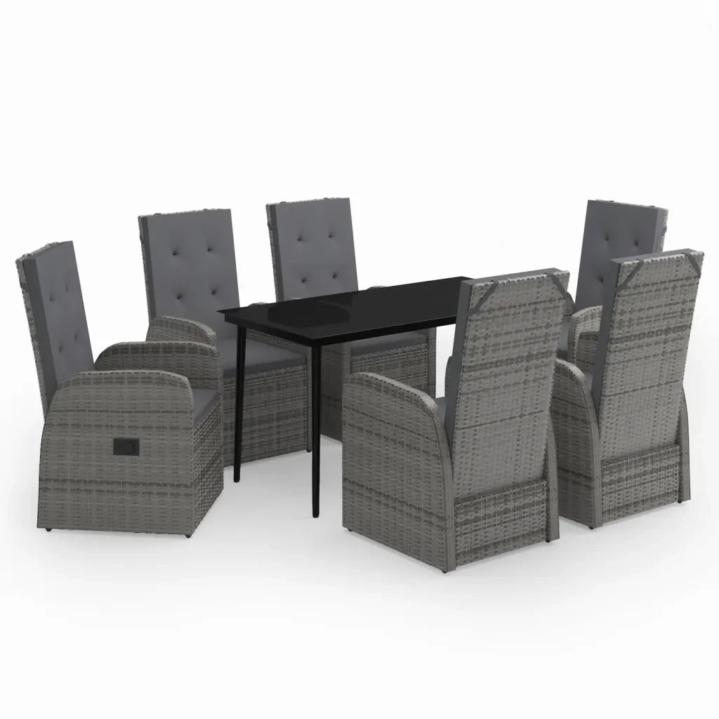 Set da Pranzo da Giardino 7 pz con Cuscini Grigio 3099488