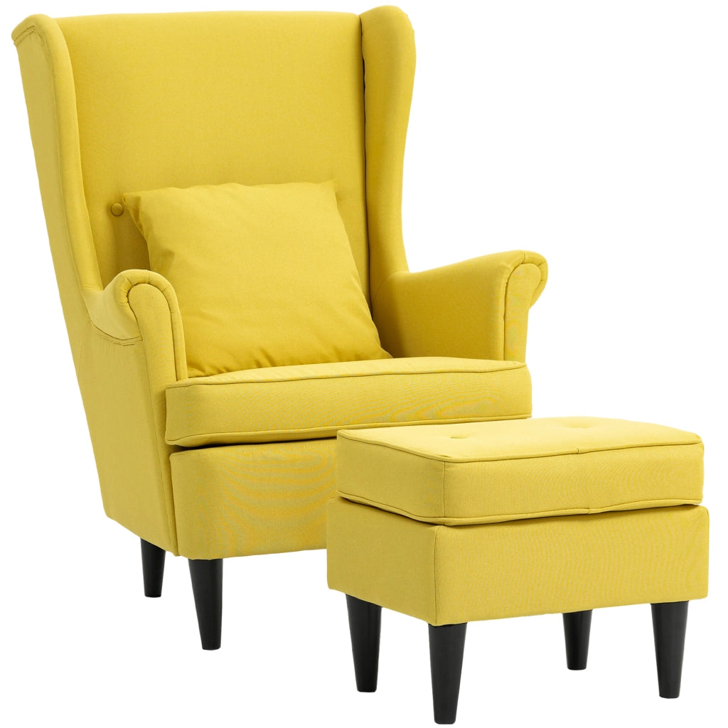 Poltrona Reclinabile con Poggiapiedi ¨C Zephmum ¨C Tessuto Giallo 75x83x104