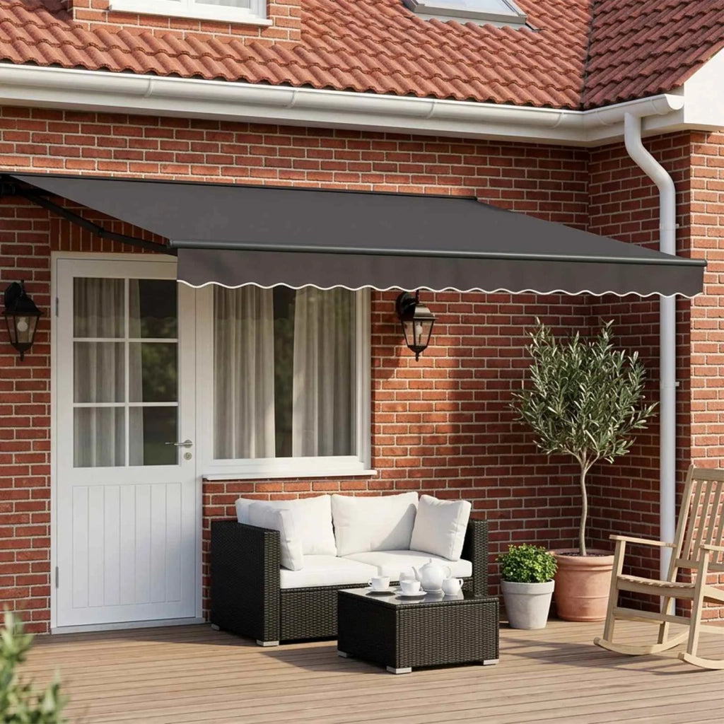 Cornice per Tenda Manuale con LED Antracite 4 × 3,5 m 3420860