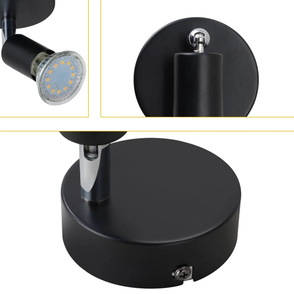 ZMH Faretto da soffitto neri GU10 rotanti 350° paralume metallo tessuto max 40W per interni