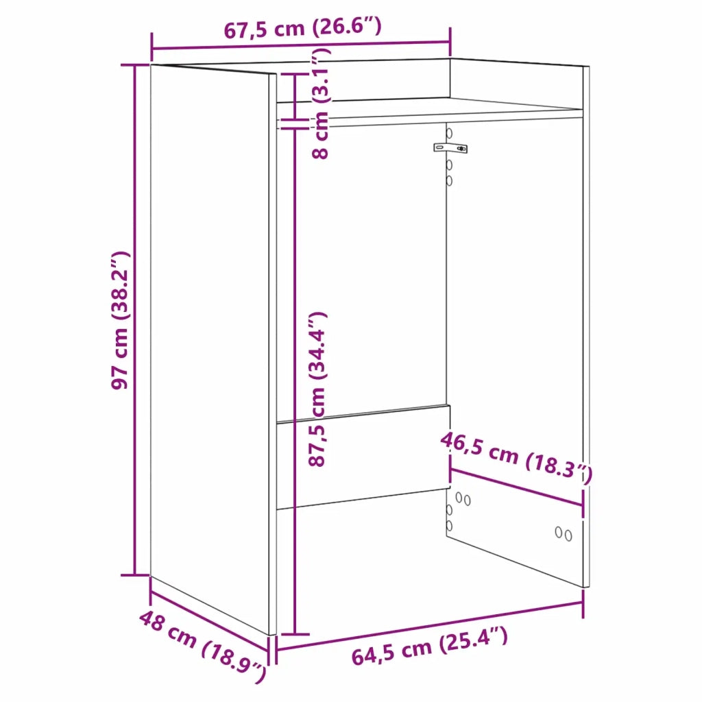 Mobiletto per lavatrice Calcestruzzo 67,5 x 48 x 97 cm 8006819