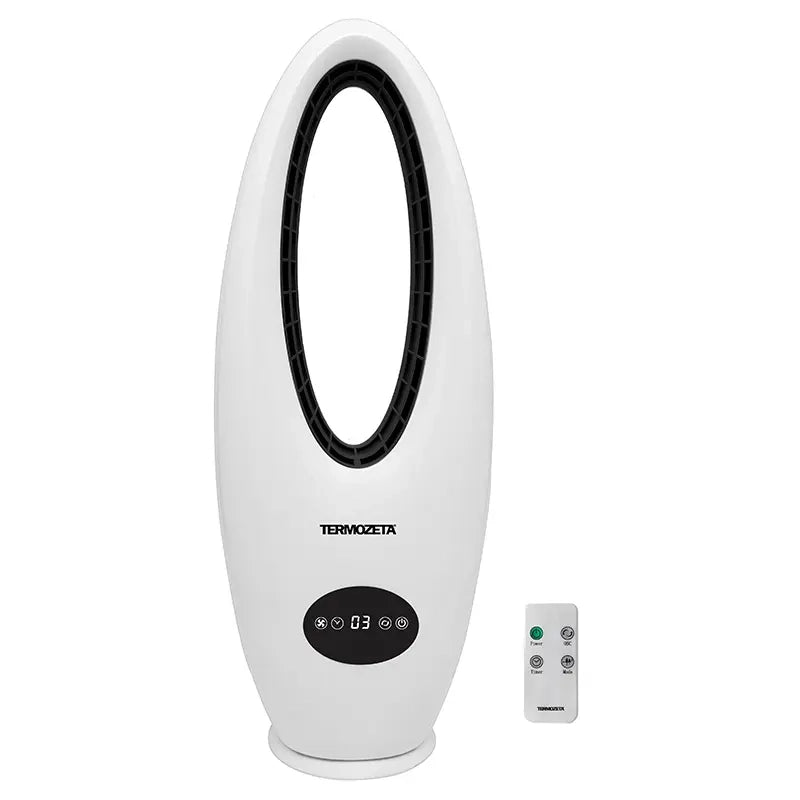 Termozeta Ventilatore Senza Pale TZ ARTIKO Acceleratore d’Aria Silenzioso Display Digitale Touch 3 Velocità Oscillante 70° Timer 8 Ore Telecomando 45W Design Moderno