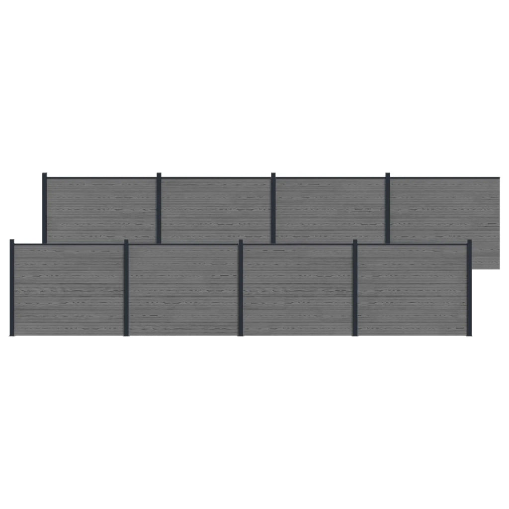 Pannello di Recinzione 8 pcs WPC e Alluminio Grigio