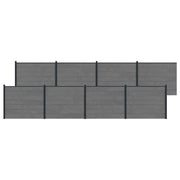 Pannello di Recinzione 8 pcs WPC e Alluminio Grigio