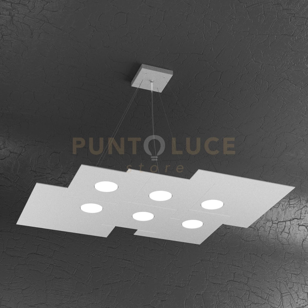 PLATE SOSPENSIONE 6 LUCI GRIGIO 1129-S6 R-GR