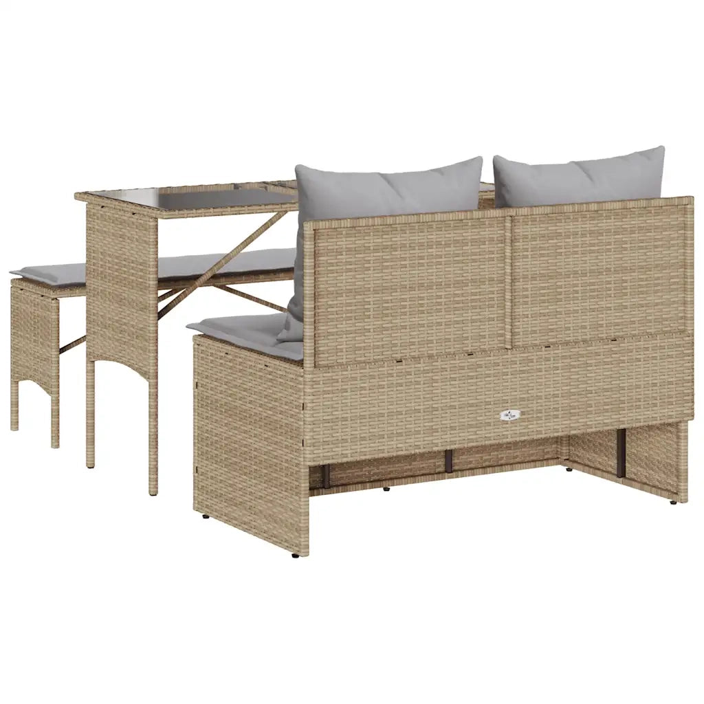 Set da Pranzo da Giardino 3 pz con Cuscini Beige in Polyrattan 4104184