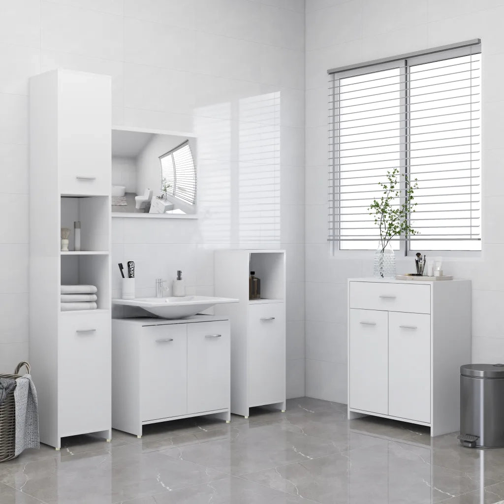 Set Mobili da Bagno | Armadio da bagno 4 pz Bianco