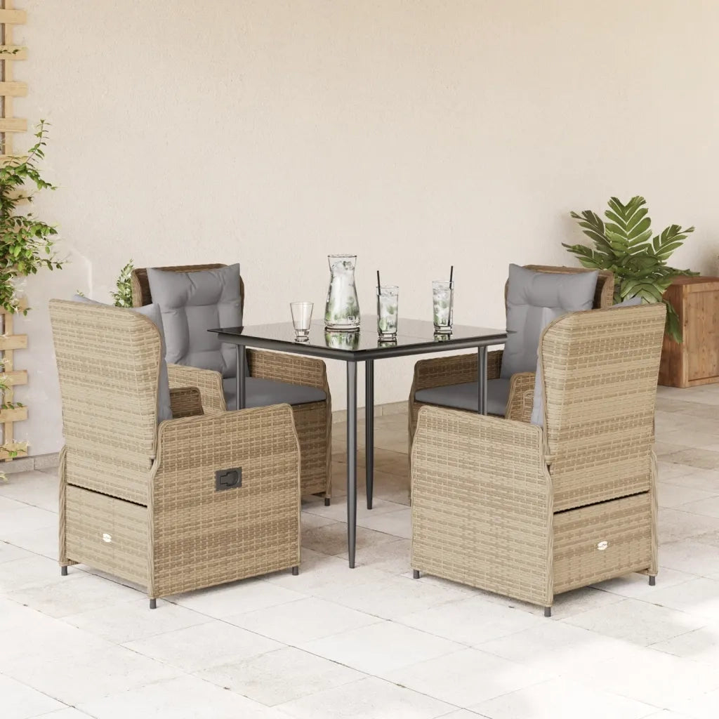Set da Pranzo da Giardino 5 pz con Cuscini Beige in Polyrattan 3262869