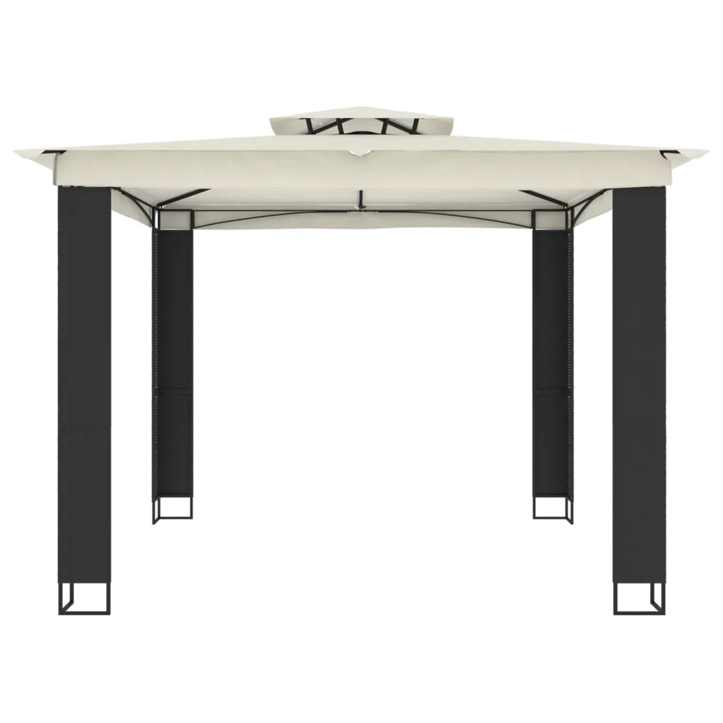Gazebo | Pergolato con Tetto Doppio Crema 2,94x2,94 m in Acciaio