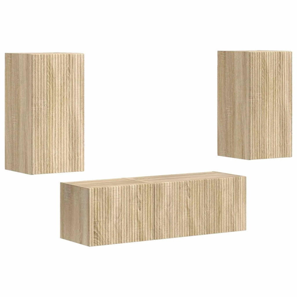Set di Mobiletto da TV a Parete 4 pcs Rovere Sonoma