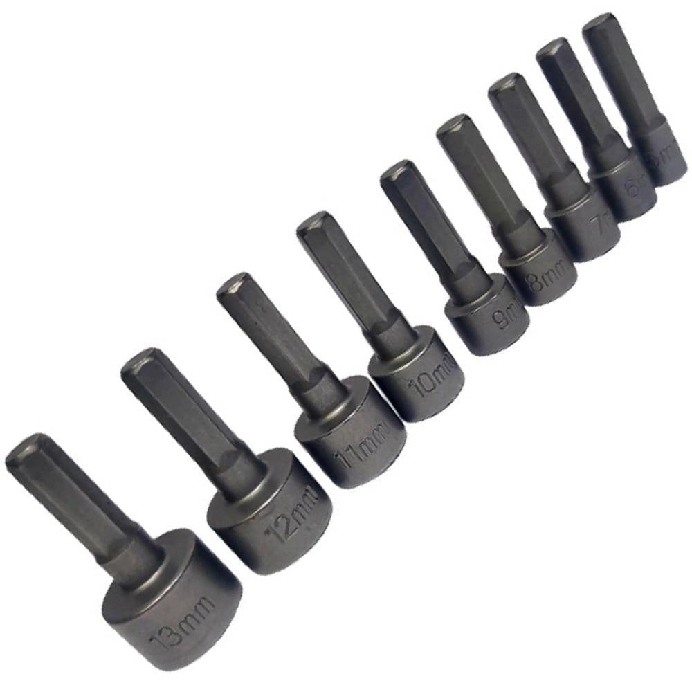 Trade Shop - Set 9 Inserti Chiave Esagonale Per Avvitatore Chiave A Bussola Codolo Esagonale -