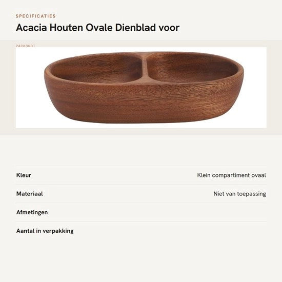 Piatto di servizio multifunzionale in legno di acacia con contenitori ovali a mano.