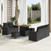 Set Divano da Giardino con cuscino 8 pcs Nero polyrattan 3363504
