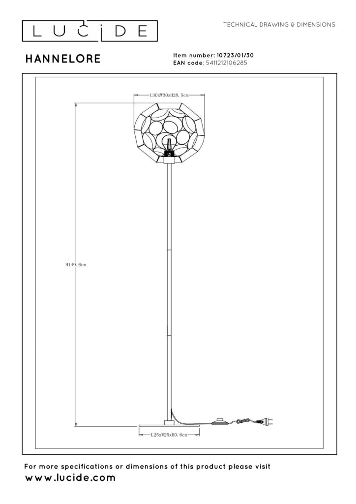 Lampada da terra HANNELORE art déco nera 1xE27