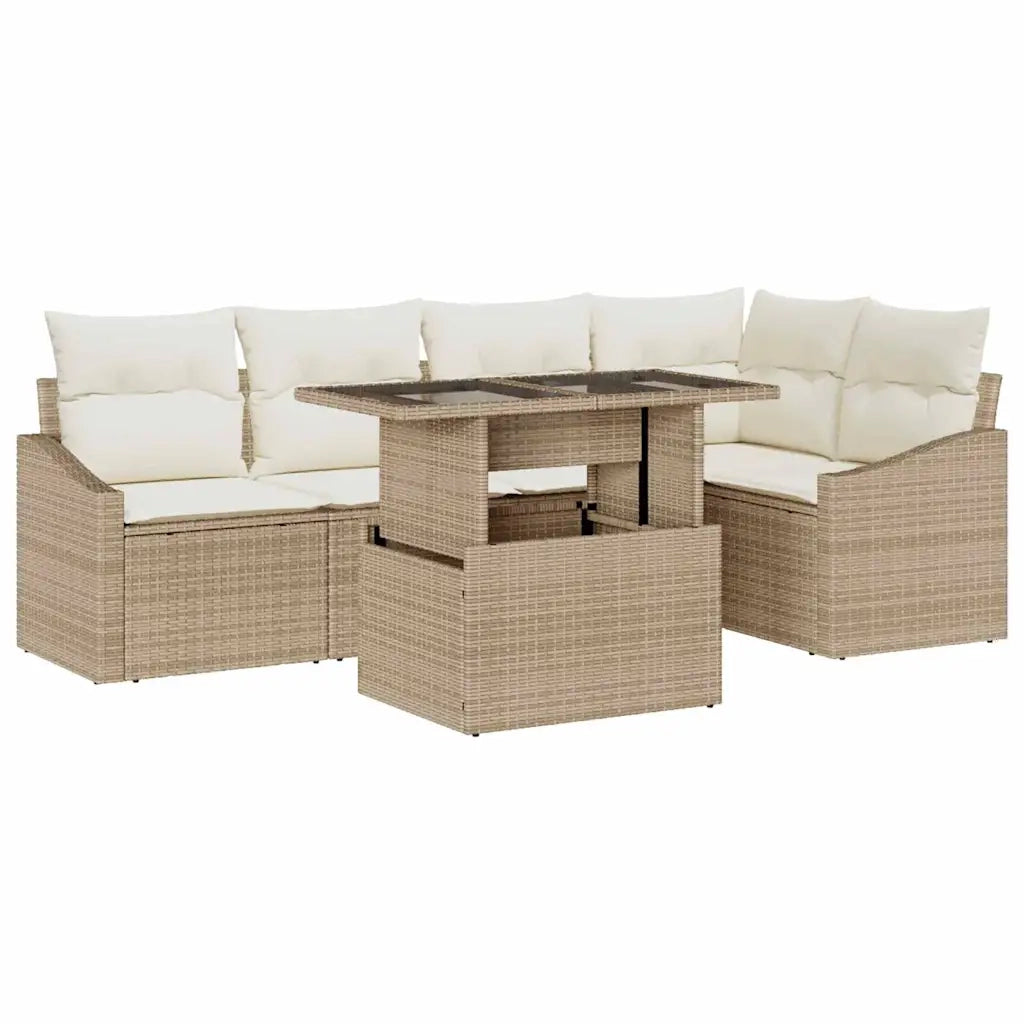 Set Divano da Giardino con cuscino 6 pcs Beige e Crema 3357744