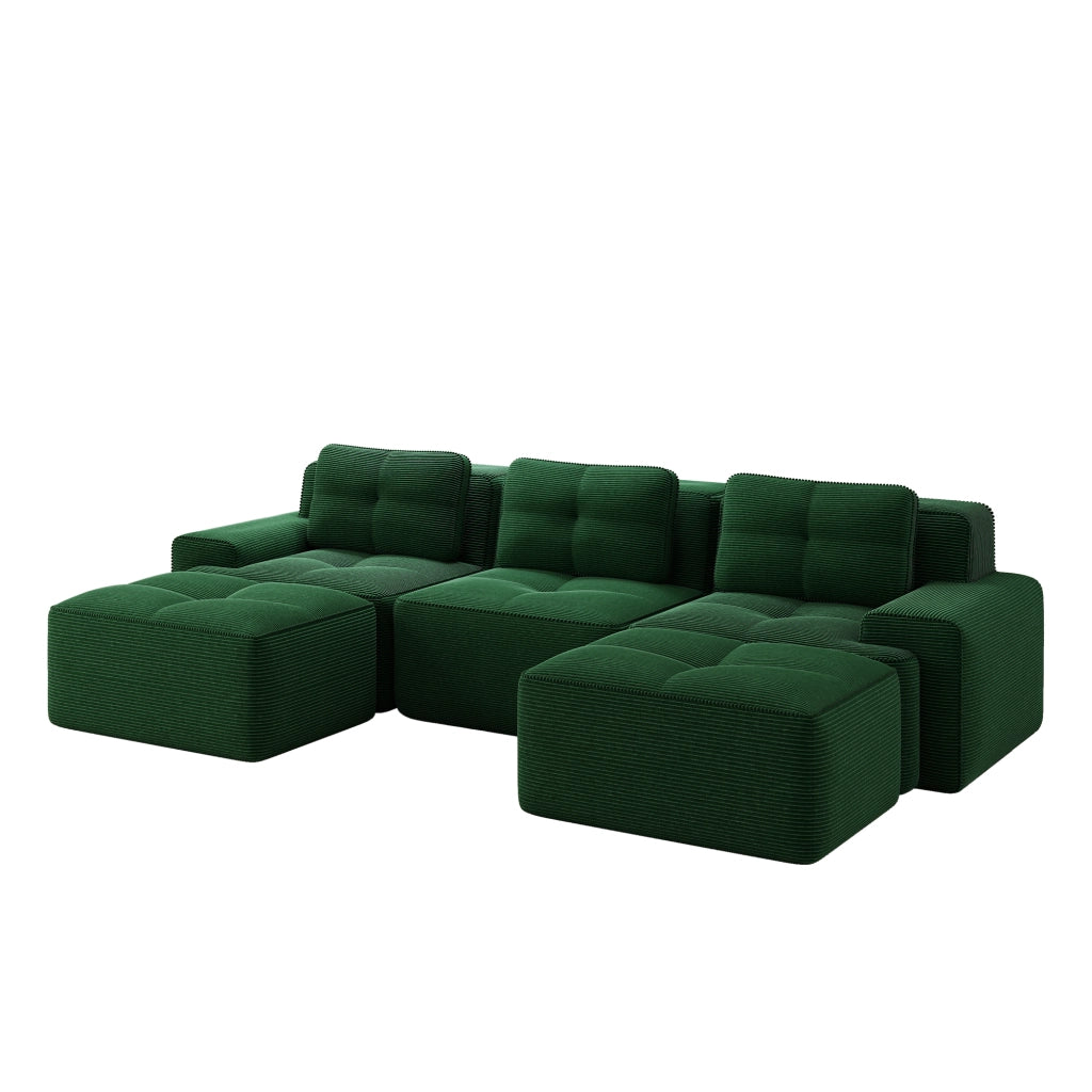 Divano modulare Cloud - Zephmum- U-forma 3 posti velluto verde