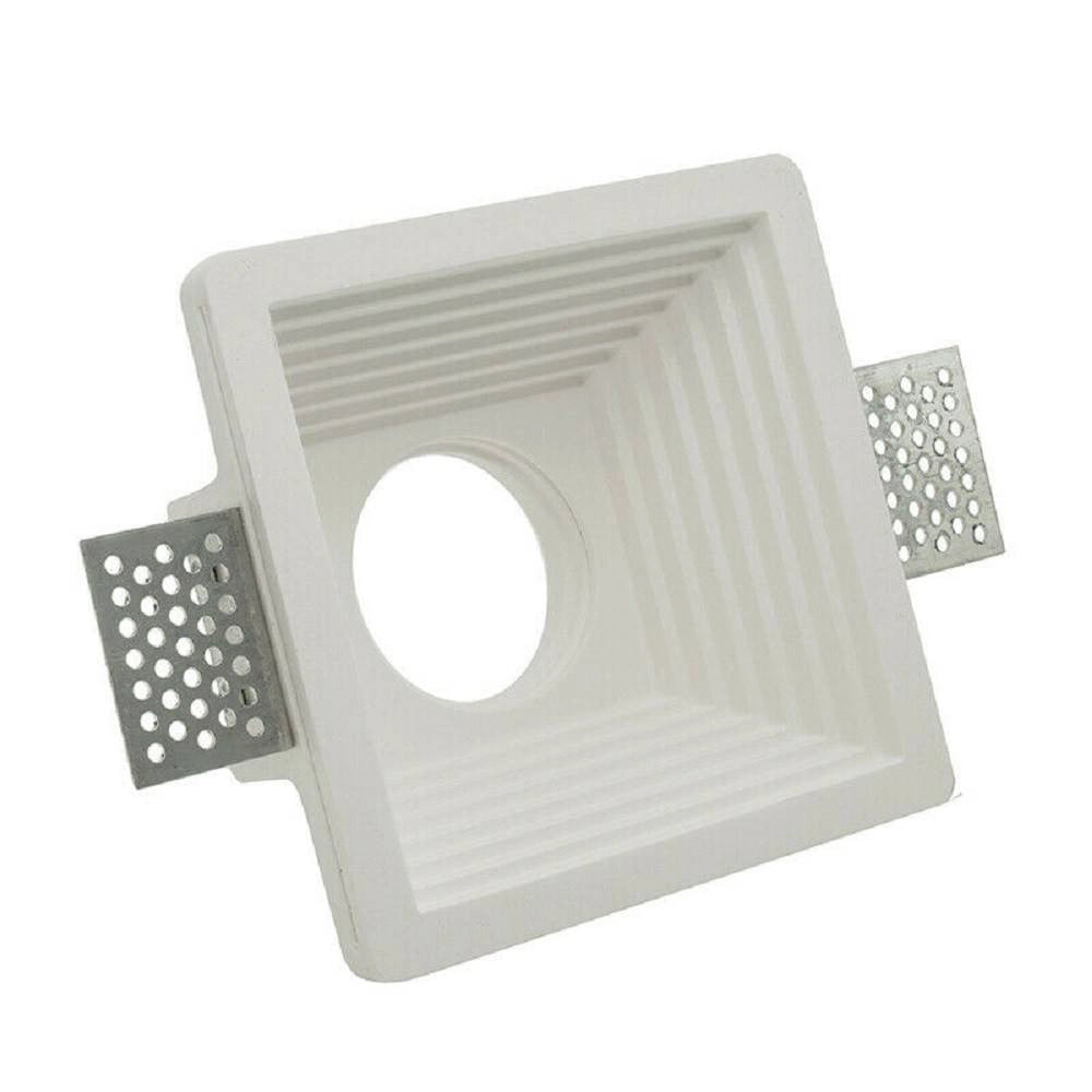 Trade Shop - Portafaretto Incasso In Gesso A Scomparsa Per Faretto Gu10 Motivo Quadrato Gs-19 -