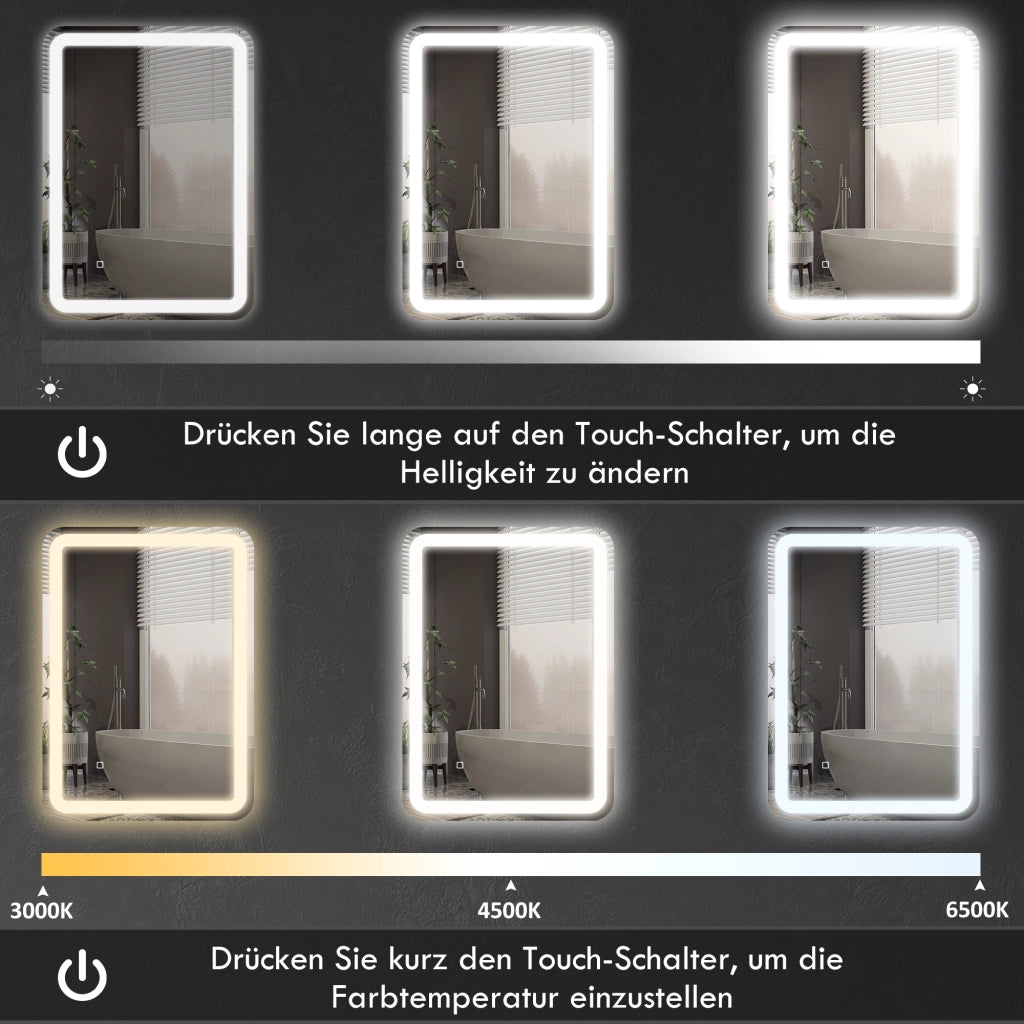 Specchio da Bagno Illuminato con Touch ¨C Minimal ¨C Argento 60x80