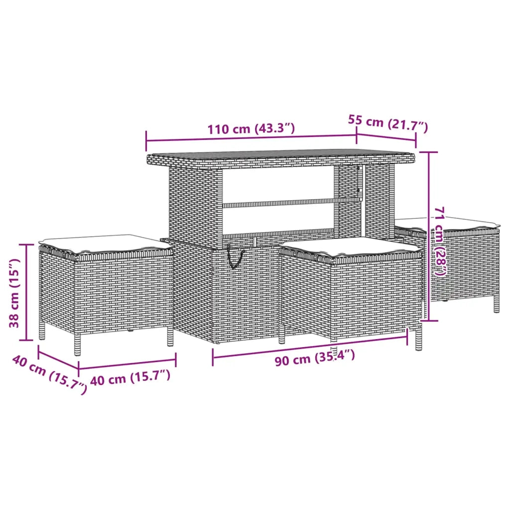 Set Divano da Giardino con cuscino 10 pcs Nero polyrattan 3362029