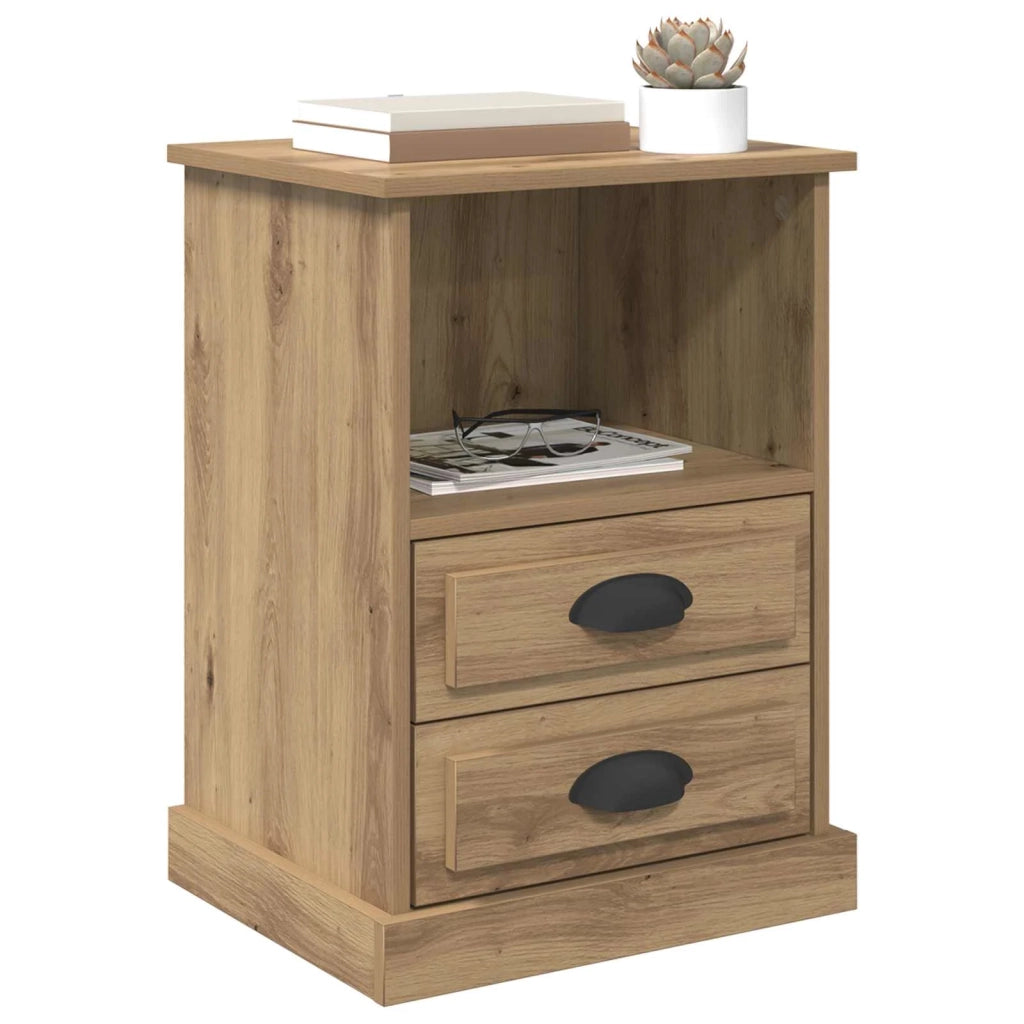 Set di 2 Comodini | Armadio da Notte | Mobiletto da notte Rovere artigianale 36 x 43 x 60 cm