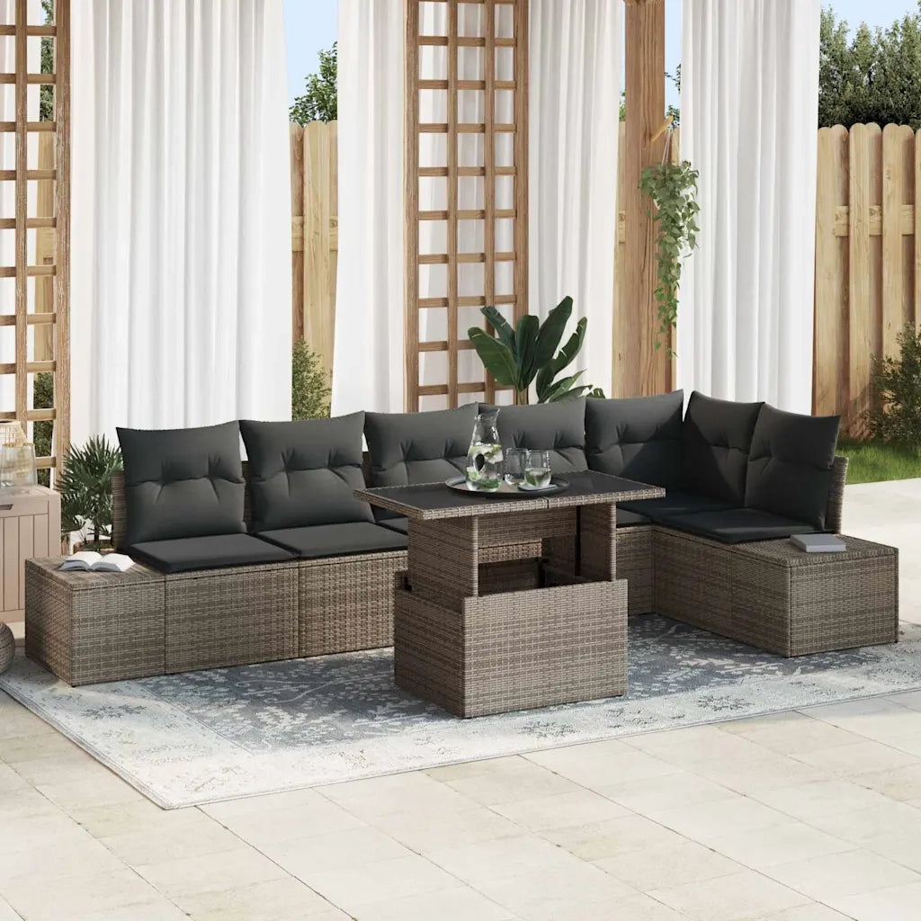 Set Divano da Giardino con cuscino 7 pcs Grigio polyrattan 3357932