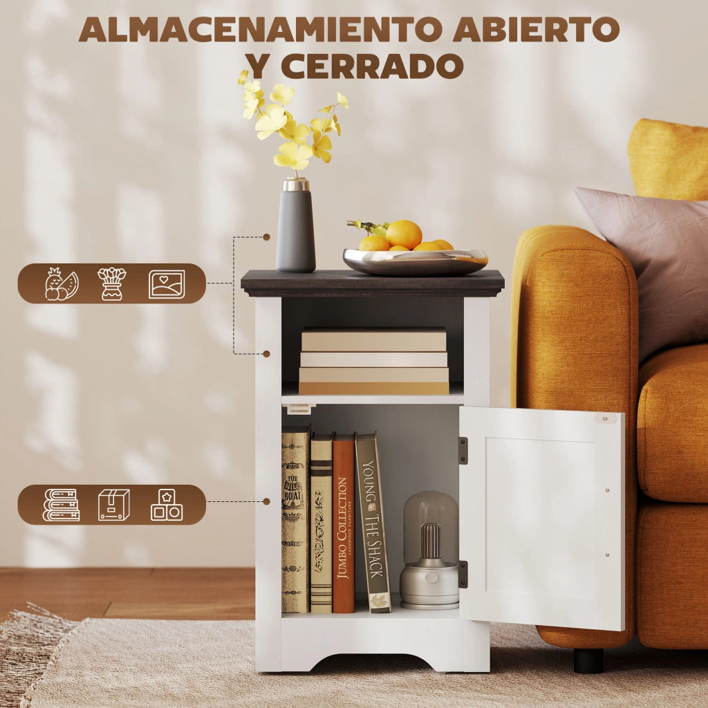 Tavolino Rustico con Cassetto ¨C Minimal ¨C 40x35x60 cm Bianco e Marrone