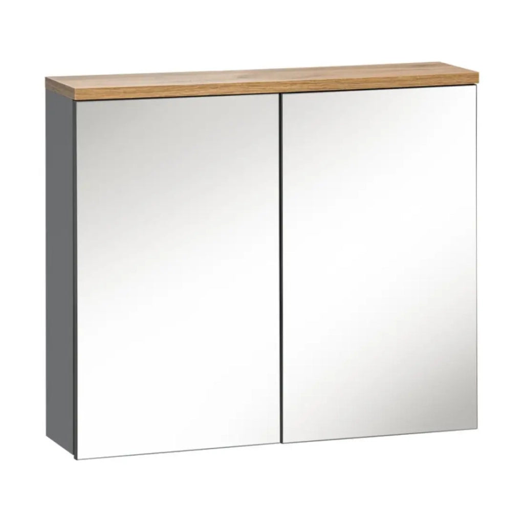 Mobile da bagno ERMANO – Finitura legno e grigio lucido, 80 cm