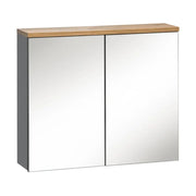 Mobile da bagno ERMANO – Finitura legno e grigio lucido, 80 cm