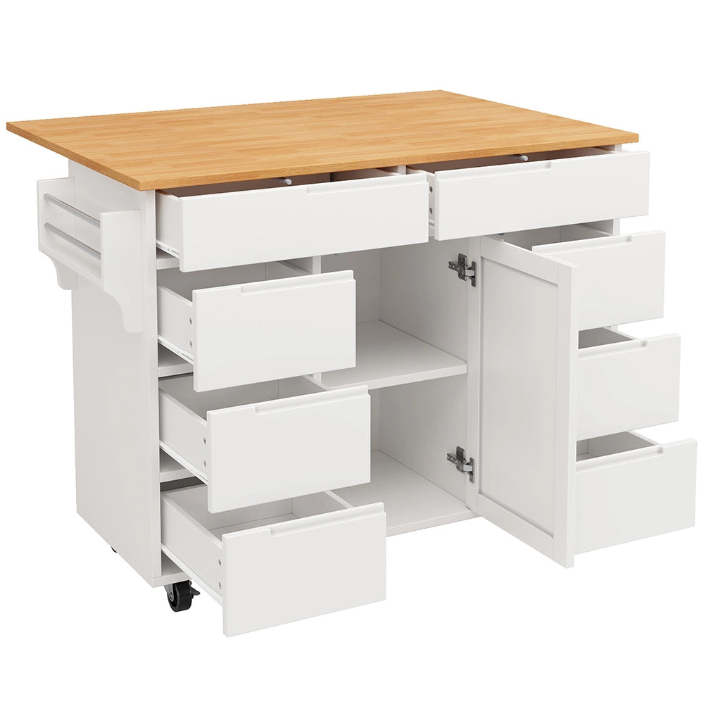 Isola cucina - Xylo - estensibile rotelle 8 cassetti bianco