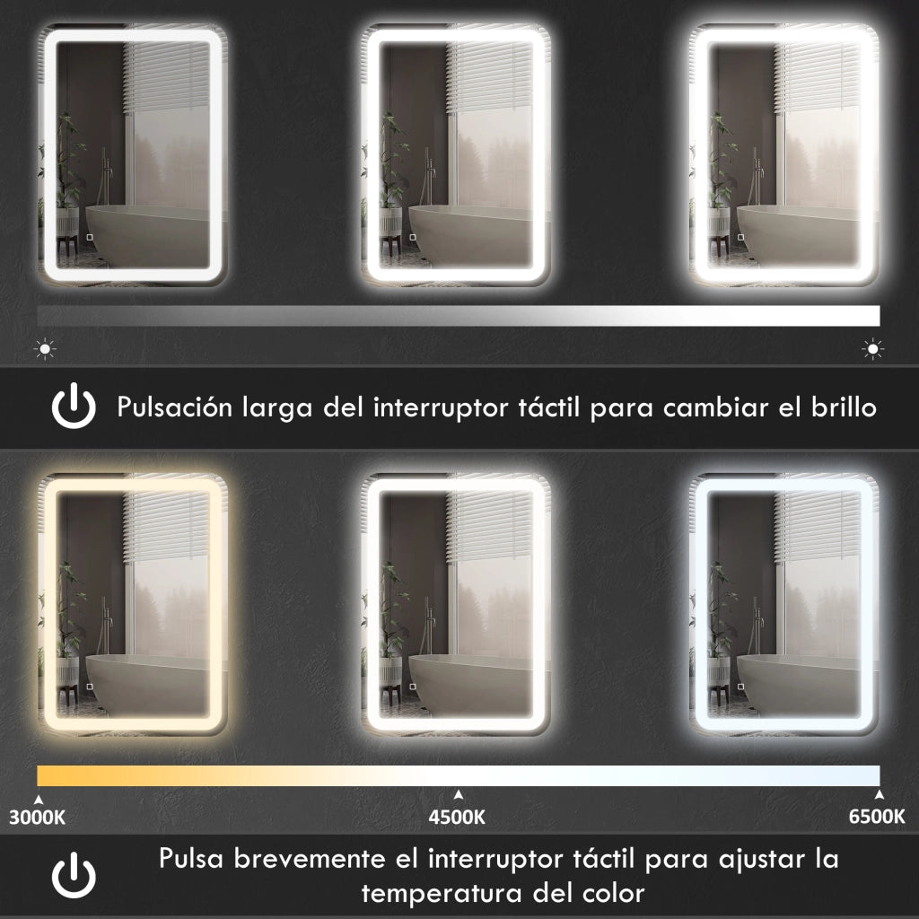 Specchio da Bagno LED Antivaho 60x80 cm ¨C Minimal ¨C Bianco
