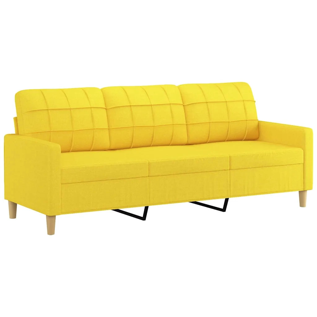 Divano a 3 Posti-Sofa 3 Posti Giallo Chiaro 180 cm in Tessuto 410491
