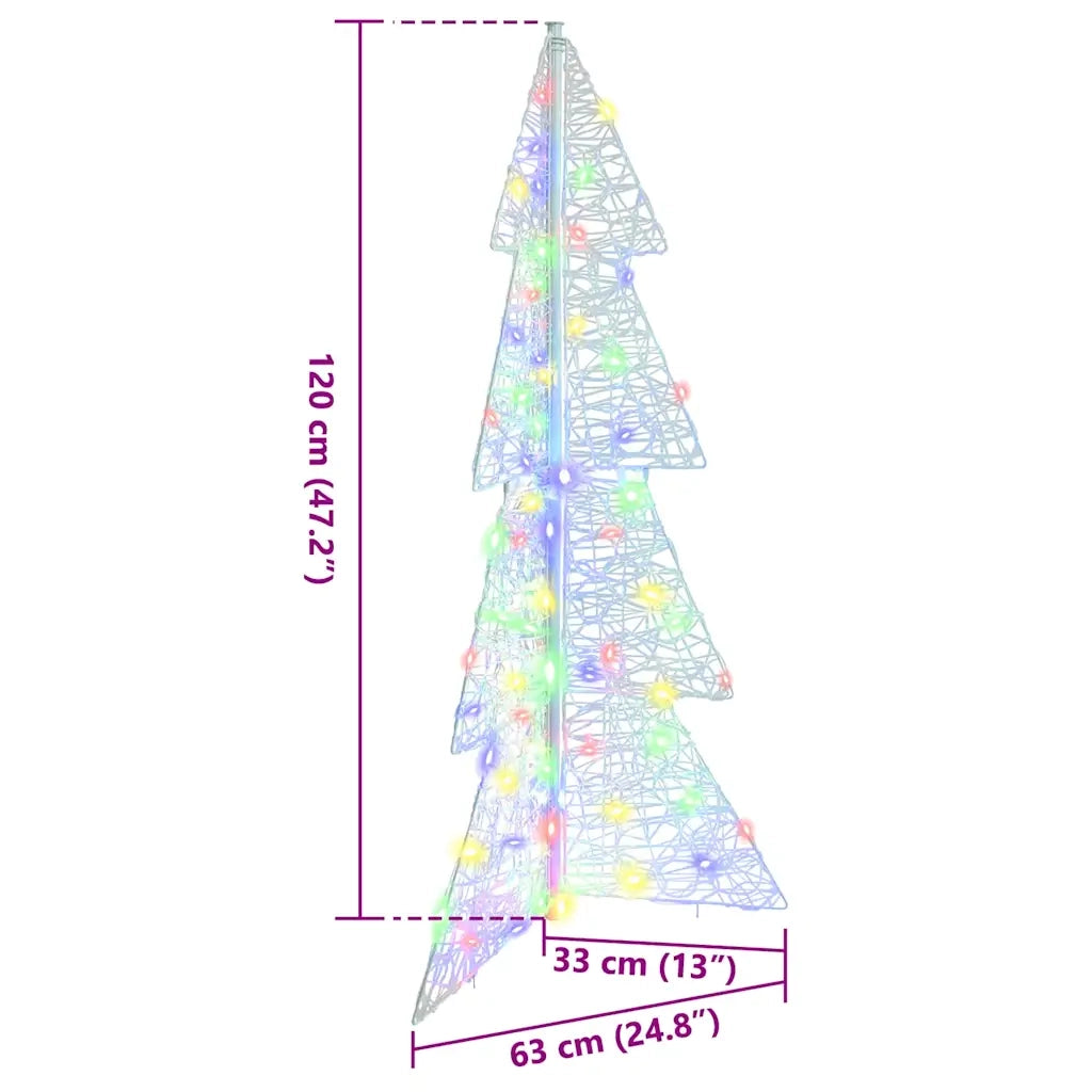 Albero di Natale con 100 LED Multicolore 120 cm Acrilico 42019205