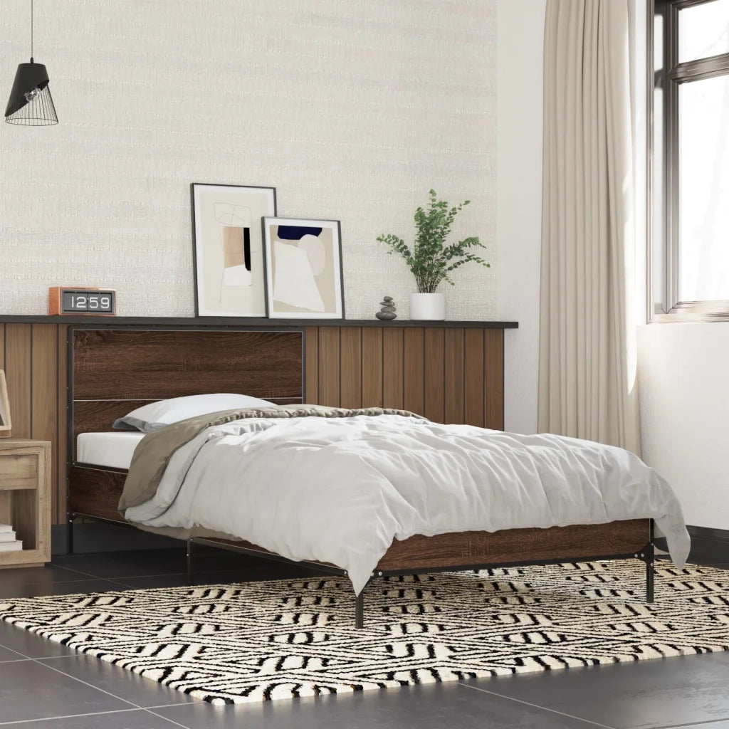 Giroletto Rovere Marrone 100x200 cm Legno Multistrato e Metallo 845526