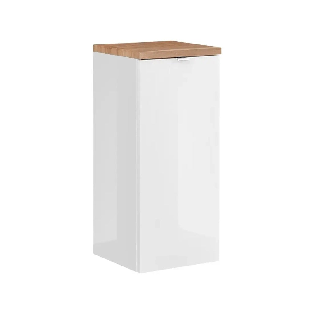Mobile da parete NALYA 80 cm - Bianco lucido e quercia chiara - Elemento sospeso