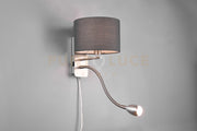 HOTEL APPLIQUE LED 1 LUCE LED 3,1W 310lm, 3000K+ 1 LUCE ATTACCO E14 PARALUME GRIGIO  20X23,5CM
