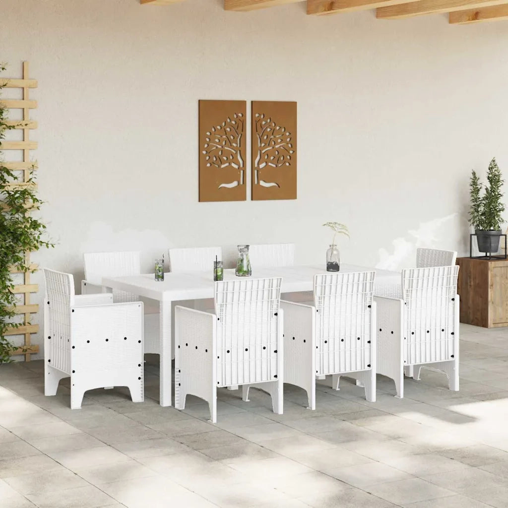 Set da Pranzo per Giardino 9 pcs Bianco Polipropilene 3378583