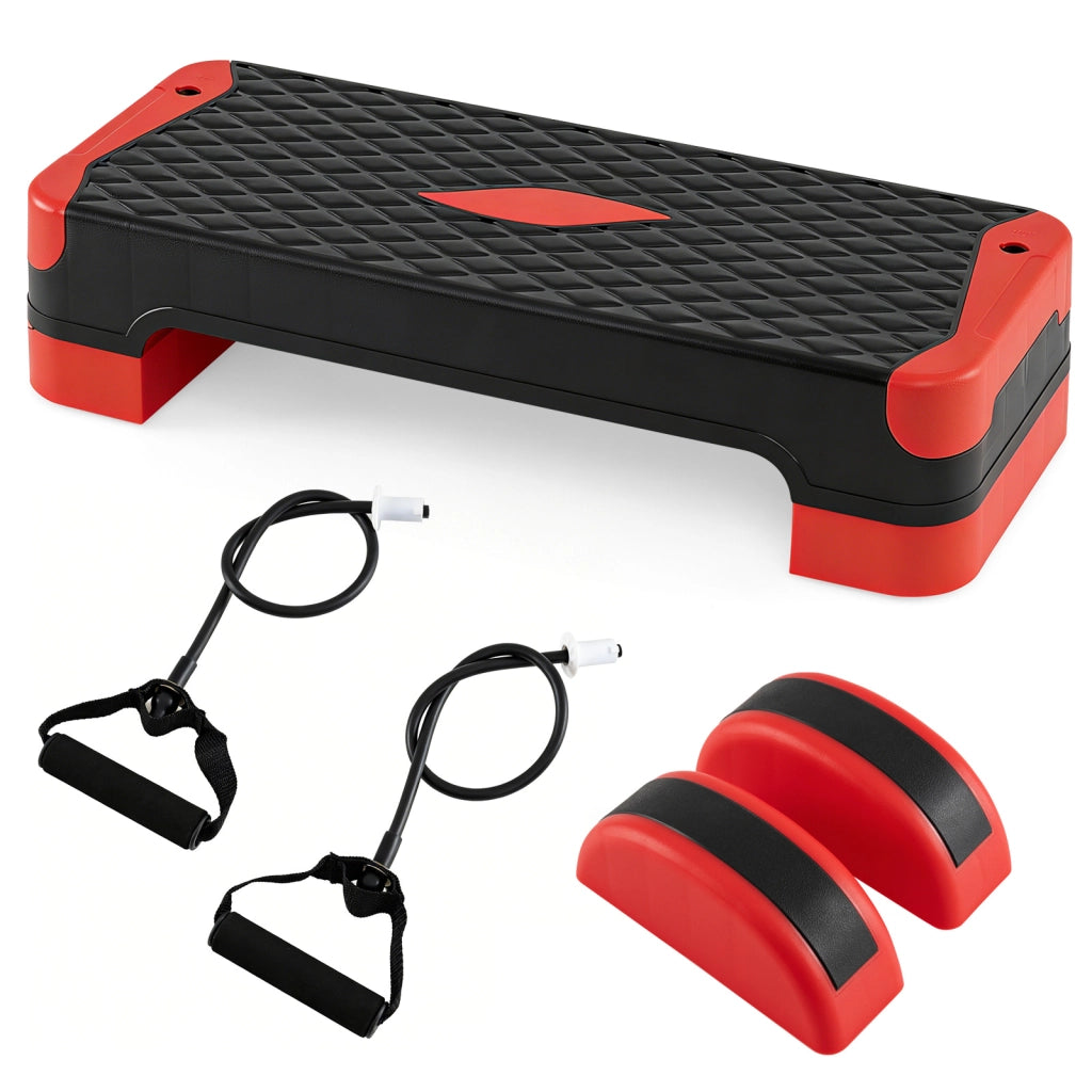 Stepper fitness casa rialzati e allenatori equilibrio alta portata, Pedana step antiscivolo e regolabile in altezza Rosso