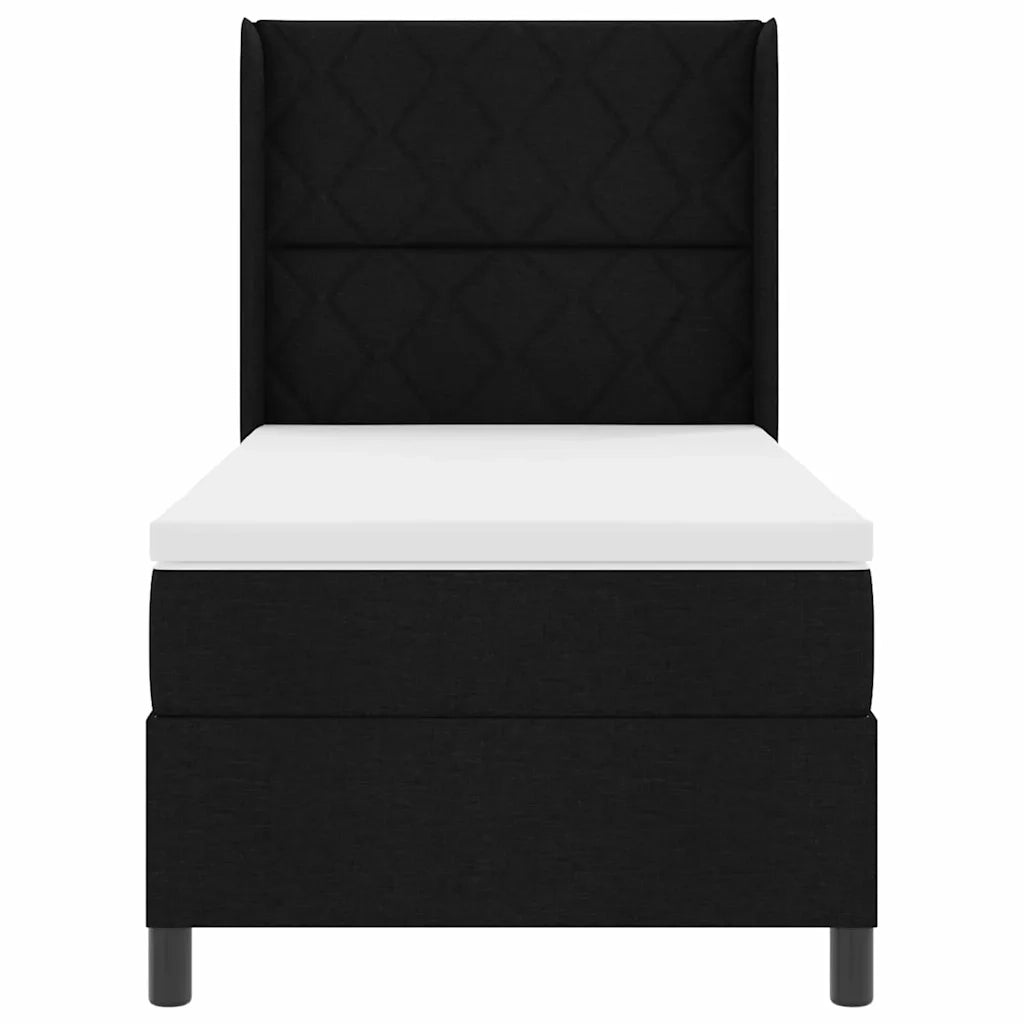 Letto a Sorgente LED con materasso Nero 100 x 200 cm Tessuto